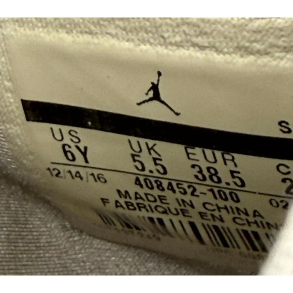 Air‎ Jordan 4 Retro 408452-100 Youth 6 Sneakers White Leather Lifestyle Shoes